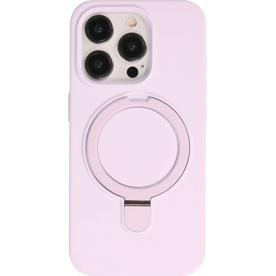 Coque iPhone 15 Pro Max - Silicone mat MagSafe avec anneau de support - Violet clair