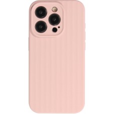 iPhone 15 Pro Case Hülle - Mattes Soft-Touch-Silikon mit Relieflinien - Rosa