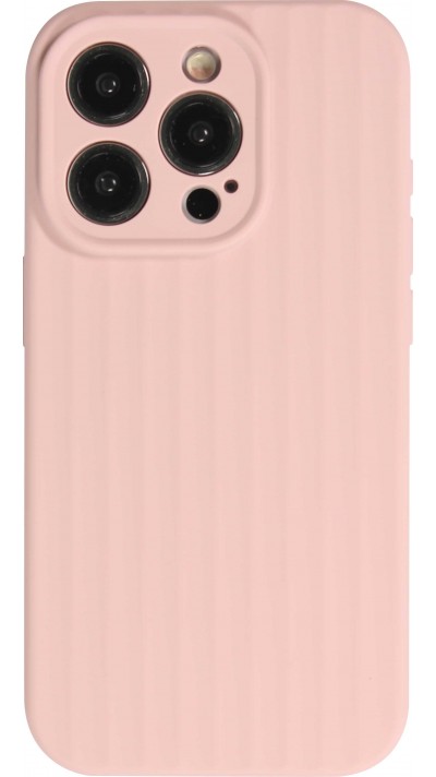 iPhone 15 Pro Case Hülle - Mattes Soft-Touch-Silikon mit Relieflinien - Rosa