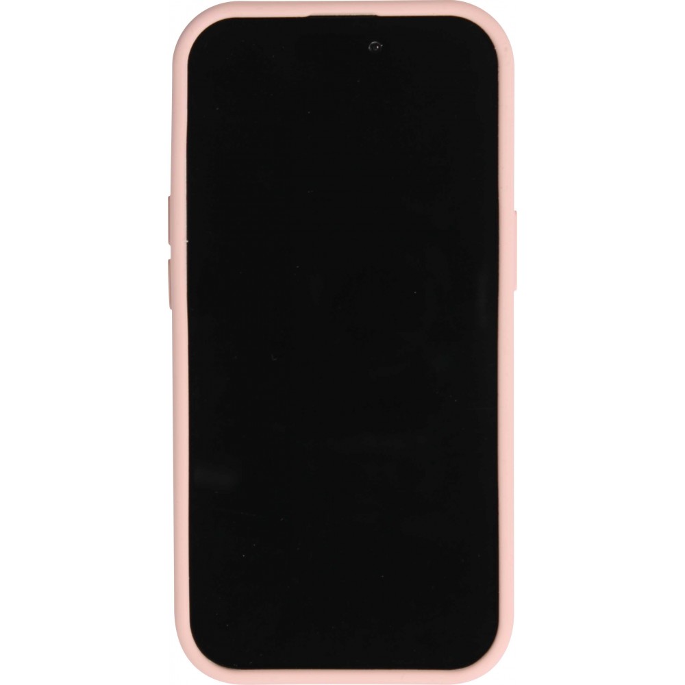 iPhone 15 Pro Case Hülle - Mattes Soft-Touch-Silikon mit Relieflinien - Rosa