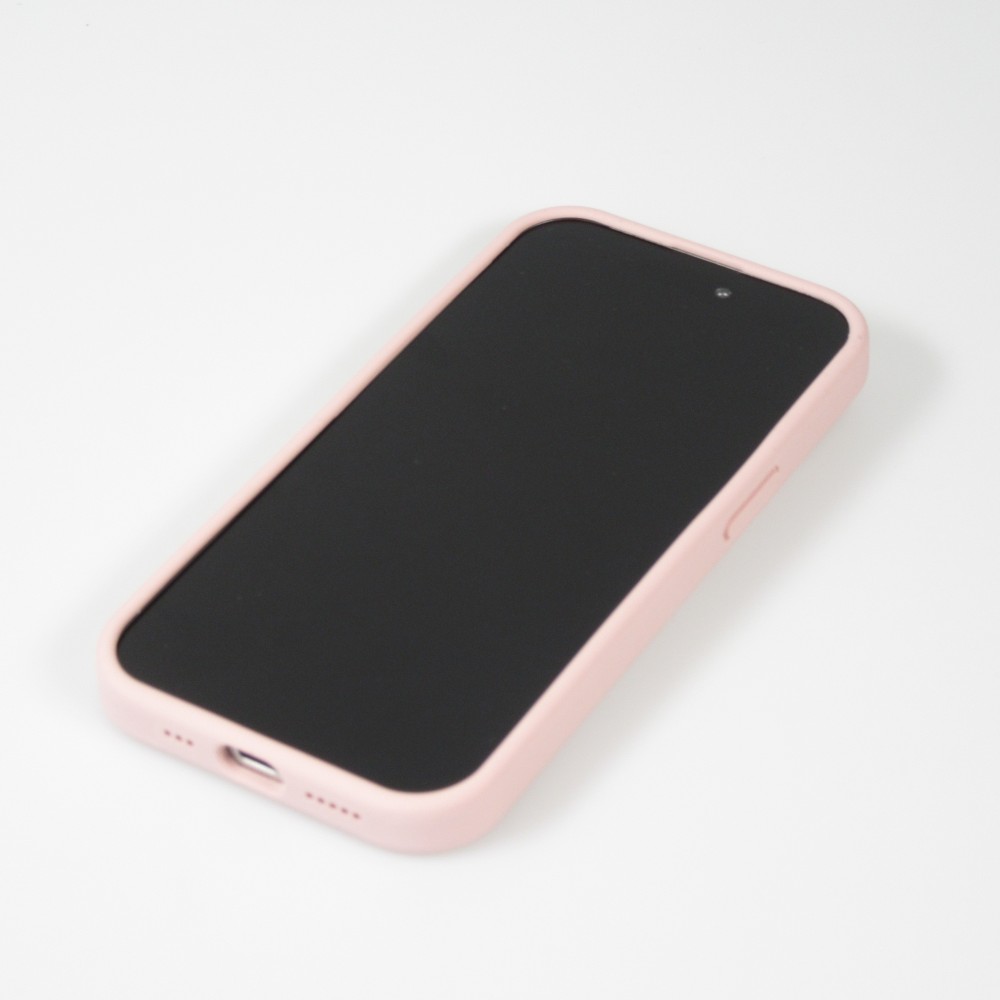 iPhone 15 Pro Case Hülle - Mattes Soft-Touch-Silikon mit Relieflinien - Rosa