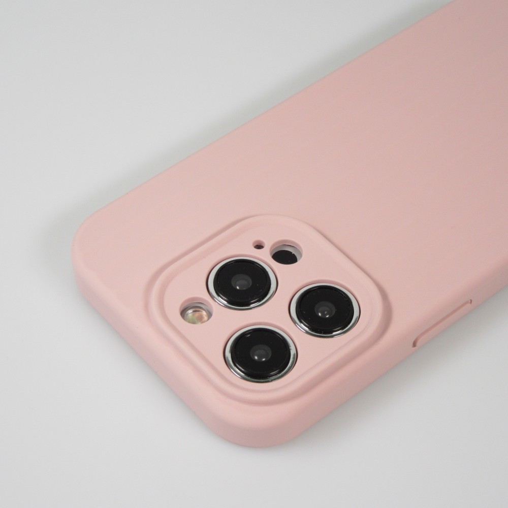 iPhone 15 Pro Case Hülle - Mattes Soft-Touch-Silikon mit Relieflinien - Rosa