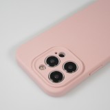 iPhone 15 Pro Case Hülle - Mattes Soft-Touch-Silikon mit Relieflinien - Rosa