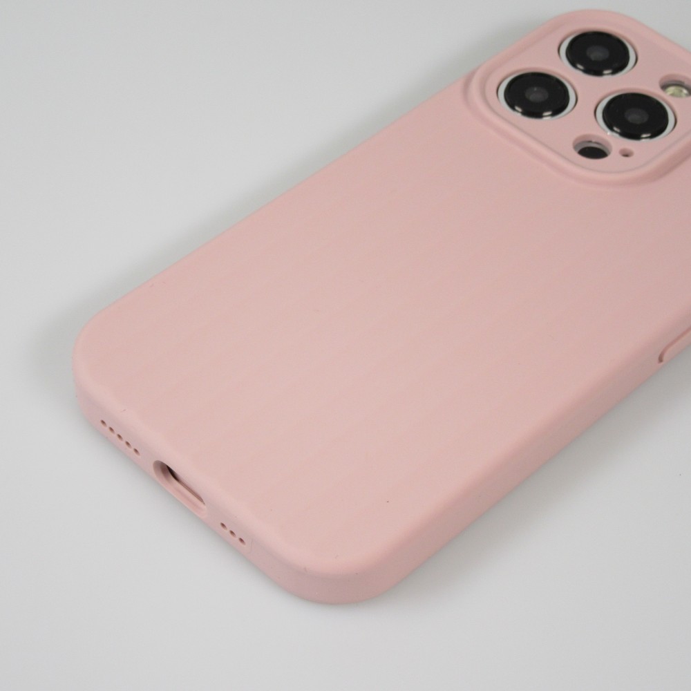 iPhone 15 Pro Case Hülle - Mattes Soft-Touch-Silikon mit Relieflinien - Rosa