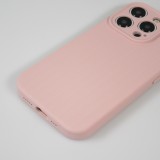 iPhone 15 Pro Case Hülle - Mattes Soft-Touch-Silikon mit Relieflinien - Rosa