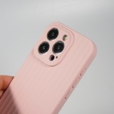 iPhone 15 Pro Case Hülle - Mattes Soft-Touch-Silikon mit Relieflinien - Rosa