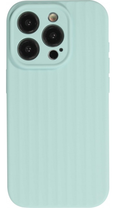 iPhone 15 Pro Case Hülle - Mattes Soft-Touch-Silikon mit Relieflinien - Türkis