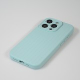 Coque iPhone 14 Pro Max - Silicone mat soft touch avec lignes en relief  - Turquoise