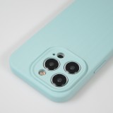 Coque iPhone 14 Pro Max - Silicone mat soft touch avec lignes en relief  - Turquoise