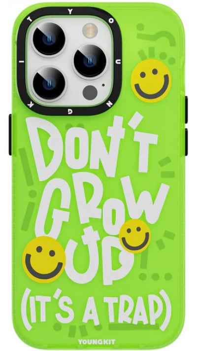 Coque iPhone 14 Pro - Youngkit Happy Mood Glossy Case Dont grow up - Vert