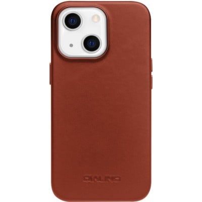 Coque iPhone 14 - Qialino cuir véritable (compatible MagSafe) - Brun