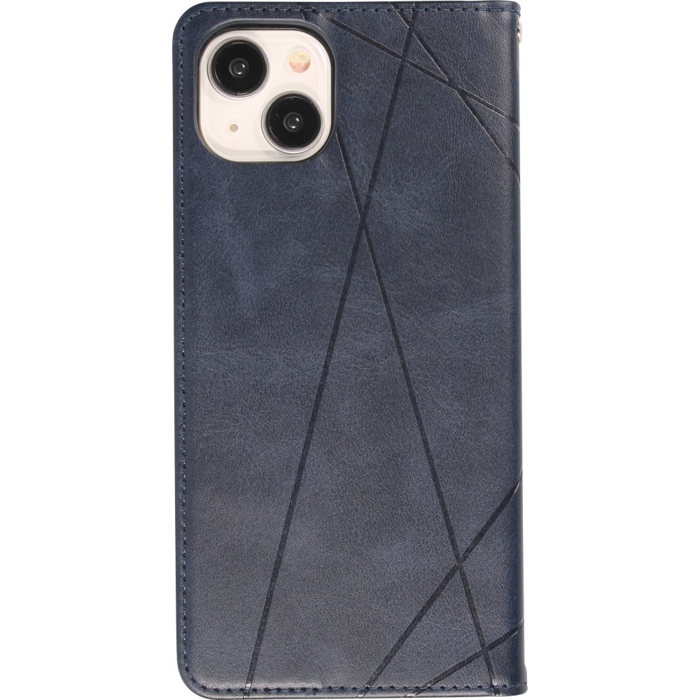 Coque iPhone 15 Plus - Flip Géometrique - Bleu