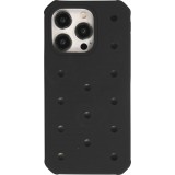 iPhone 15 Pro Case Hülle - Dicke Silikonhülle mit Löcher für Aufsteck-Sticker - Schwarz