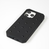 Coque iPhone 15 Pro - Case épais en silicone avec des trous pour les stickers à fixer - Noir