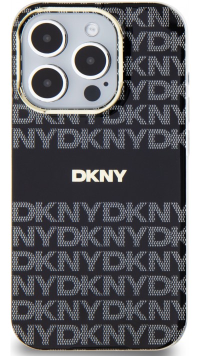 iPhone 15 Pro Case Hülle - DKNY glattes Silikon mit goldenem Logo MagSafe-kompatibel - Schwarz