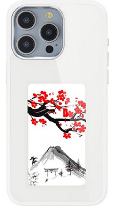 Coque iPhone 15 Pro - E-Ink Display DIY avec technologie NFC pour photo personnalisée - Blanc