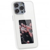 Coque iPhone 15 Pro Max - E-Ink Display DIY avec technologie NFC pour photo personnalisée - Blanc