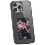 Coque iPhone 15 Pro Max - E-Ink Display DIY avec technologie NFC pour photo personnalisée - Noir