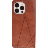 Hülle iPhone 15 Pro - Flip Geometrisch dunkel- Braun