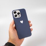 Coque iPhone 15 Pro - Gel coeur - Bleu