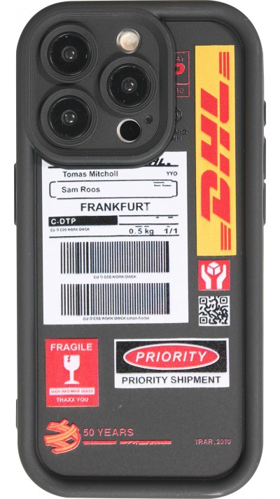 Coque iPhone 15 Pro - Gel souple DHL Frankfurt avec bords renforcés - Noir