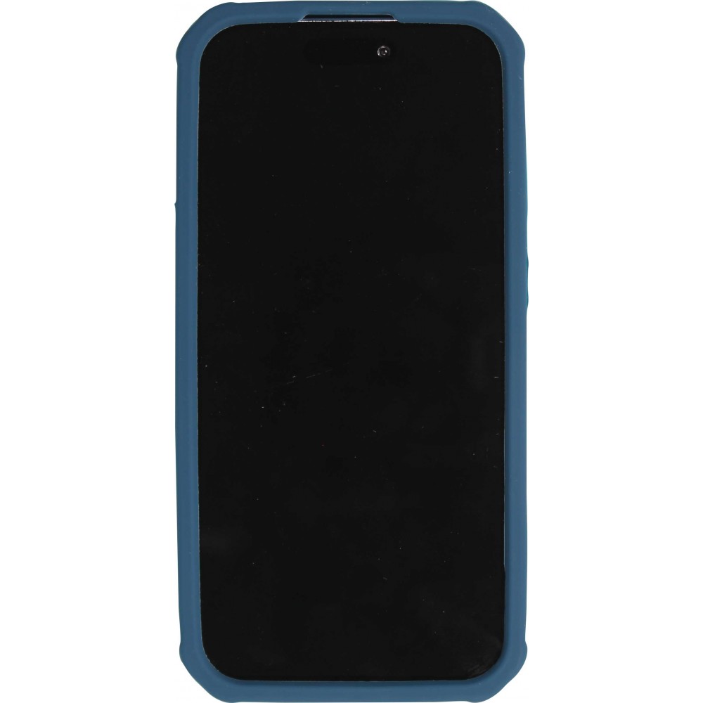 Coque iPhone 15 Pro Max - Case épais en silicone avec des trous pour les stickers à fixer - Bleu foncé