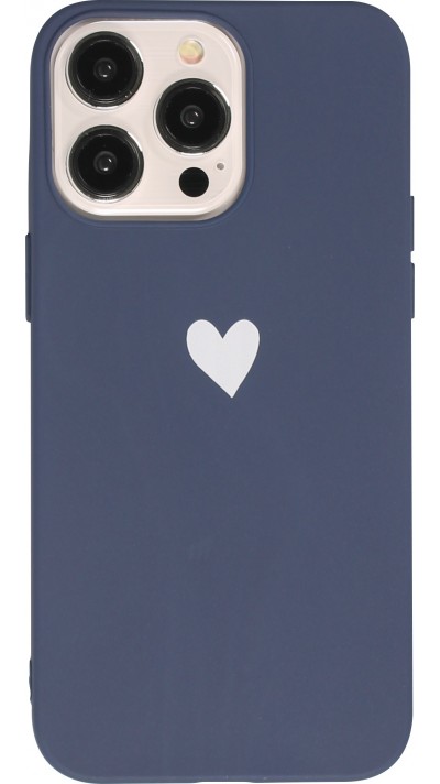 Coque iPhone 15 Pro Max - Gel coeur - Bleu