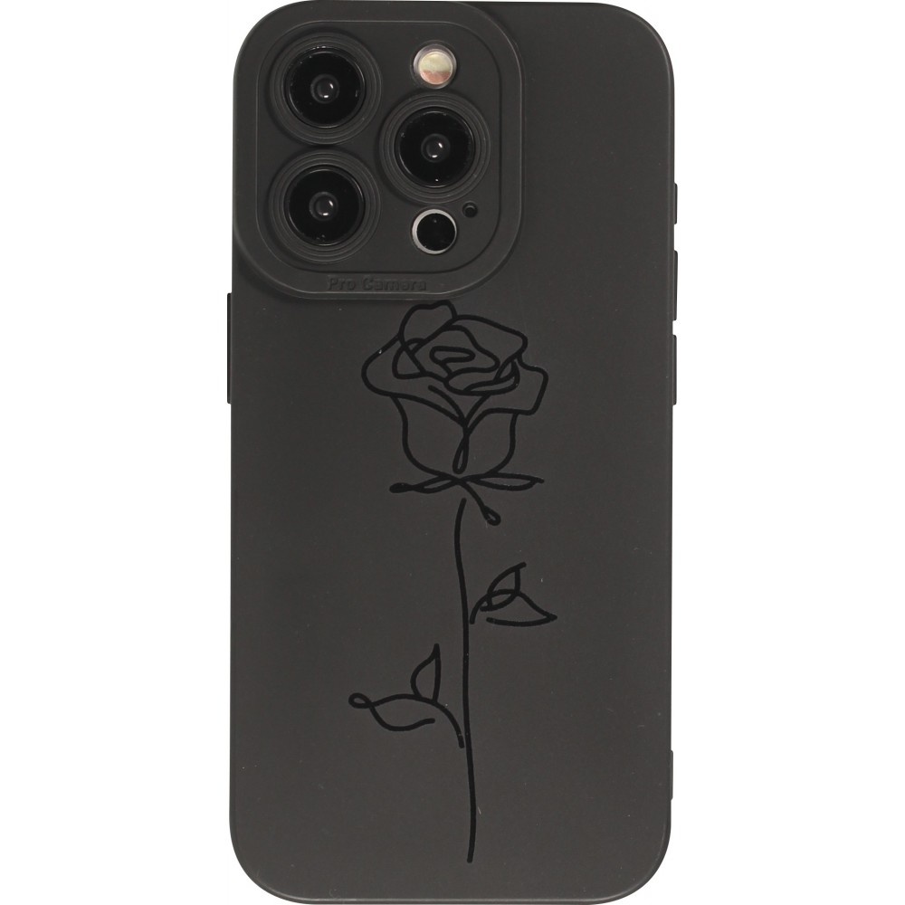 iPhone 15 Pro Max Case Hülle - Weiches Silikongel mit Kameraschutz -  Minimalistische Rose - Schwarz - Kaufen auf PhoneLook
