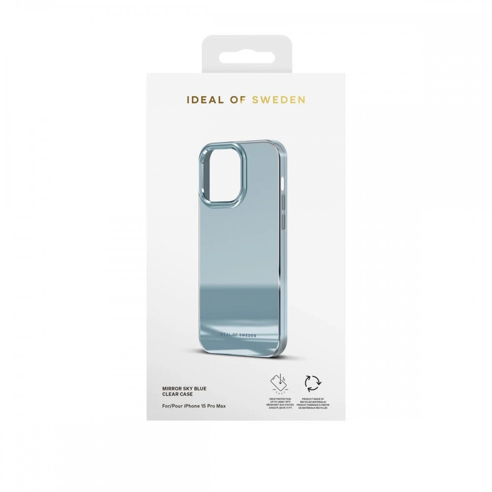 Coque iPhone 15 Pro Max - Ideal of Sweden miroir sky blue silicone rigide - Bleu