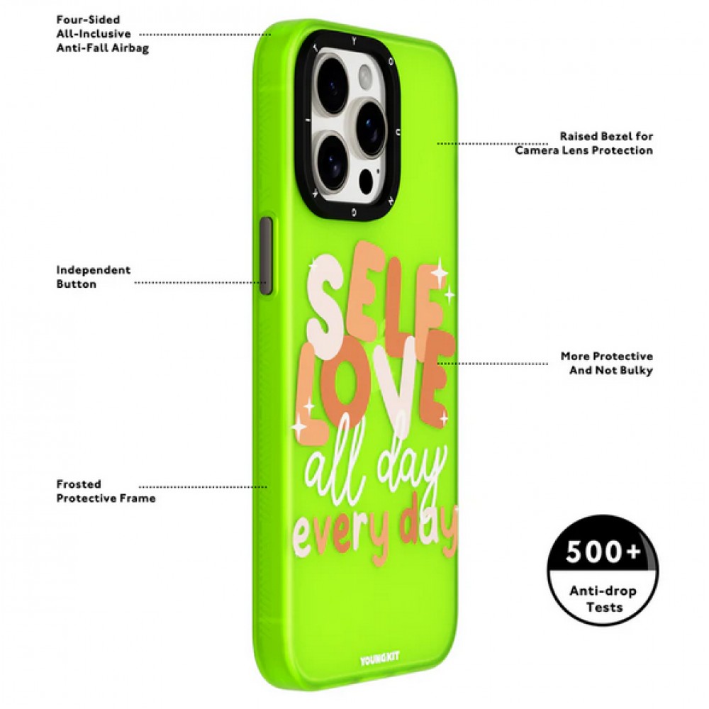 Coque iPhone 15 Pro Max - Youngkit @Blushing. ginger Positive Quotes Case - Noir