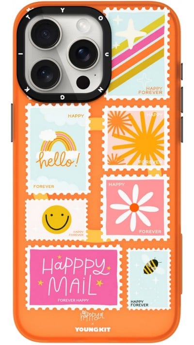 Coque iPhone 15 Pro Max - Youngkit @byhapppyal Positive Stickers Case avec Magsafe - Orange