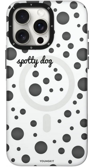 Coque iPhone 15 Pro Max - Youngkit Colorful Polka Dots Case avec Magsafe - Blanc