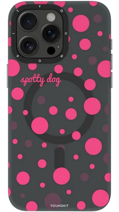 Coque iPhone 15 Pro Max - Youngkit Colorful Polka Dots Case avec Magsafe - Noir