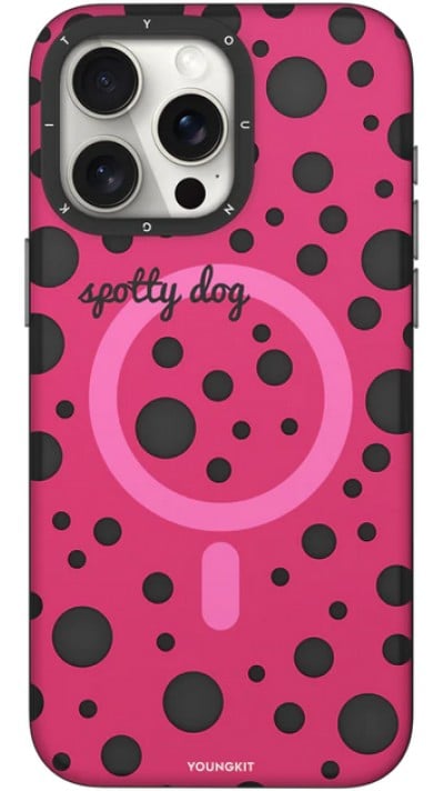 Coque iPhone 15 Pro Max - Youngkit Colorful Polka Dots Case avec Magsafe - Rouge