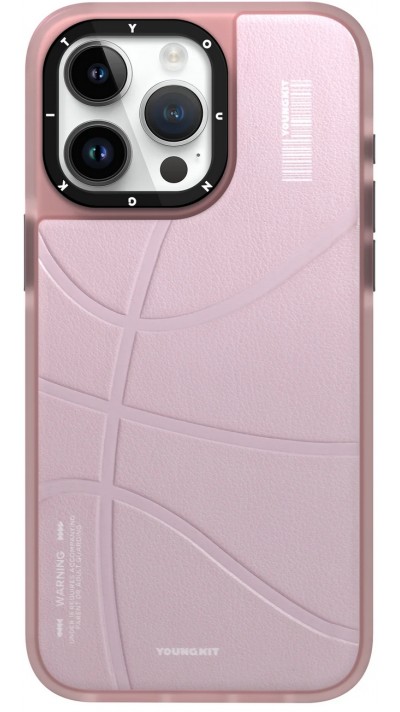Coque iPhone 15 Pro Max - Youngkit Passionate Backboard Leather Case avec Magsafe - Rose