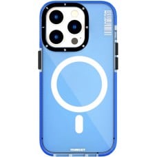 Coque iPhone 15 Pro Max - Youngkit Transparent Crystal Glossy Case avec Magsafe - Bleu