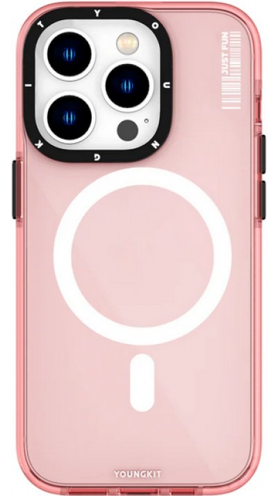 iPhone 15 Pro Max Case Hülle - Youngkit Transparent Crystal Glossy Case avec Magsafe - Rosa