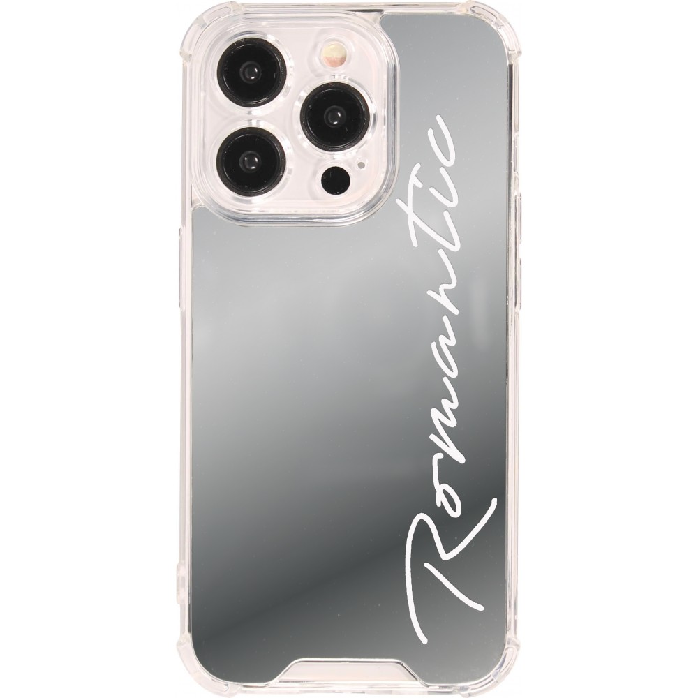 Coque iPhone 15 Pro - Silicone Miroir Romantic - Argent