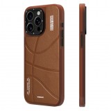 iPhone 15 Pro Case Hülle - Youngkit Passionate Backboard Leather Case mit Magsafe - Braun
