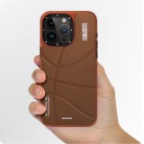 iPhone 15 Pro Case Hülle - Youngkit Passionate Backboard Leather Case mit Magsafe - Braun