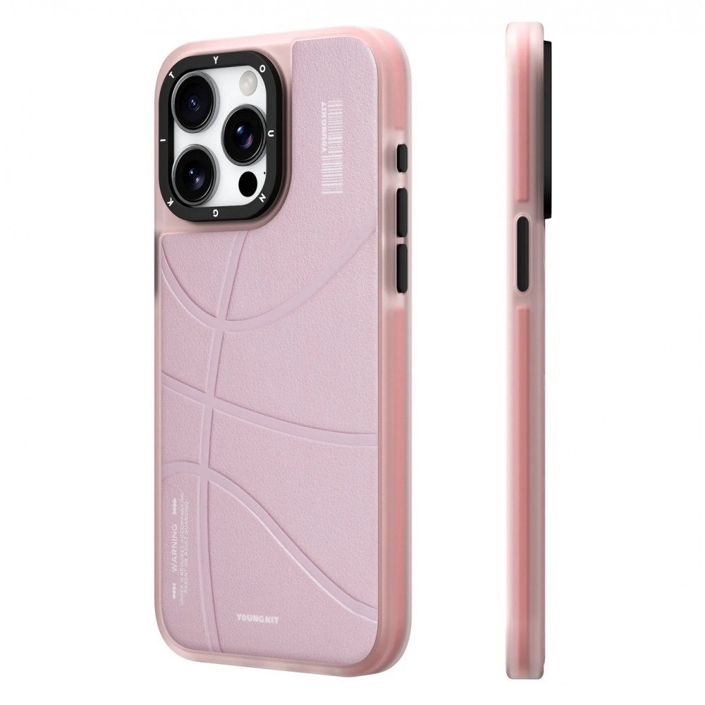 iPhone 15 Pro Case Hülle - Youngkit Passionate Backboard Leather Case mit Magsafe - Rosa