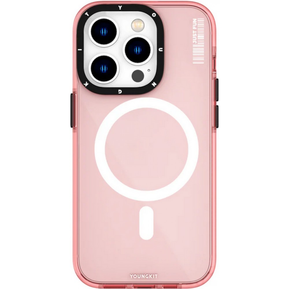 Coque iPhone 15 Pro - Youngkit Transparent Crystal Glossy Case avec Magsafe - Rose