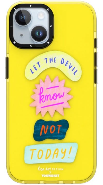 iPhone 15 Case Hülle - Youngkit @LisadotDesign Positive Quotes Case Let the Devil know