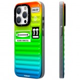 Coque iPhone 15 Pro - Youngkit Color-Gradient Luggage-Inspired Case - Vert/orange