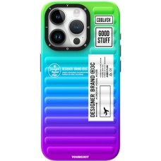 Coque iPhone 15 Pro - Youngkit Color-Gradient Luggage-Inspired Case - Violet/bleu