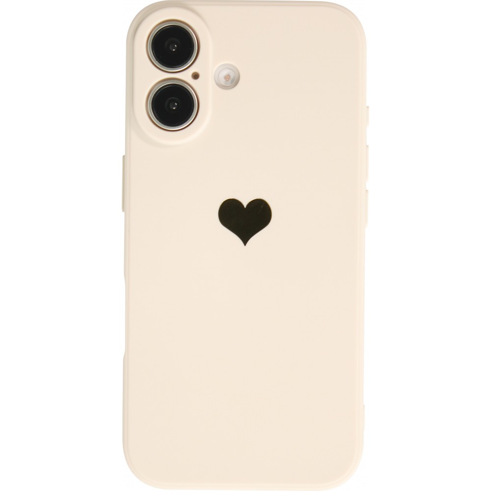 iPhone 16 Plus Case Hülle - Silikon Mat Herz gold - Beige