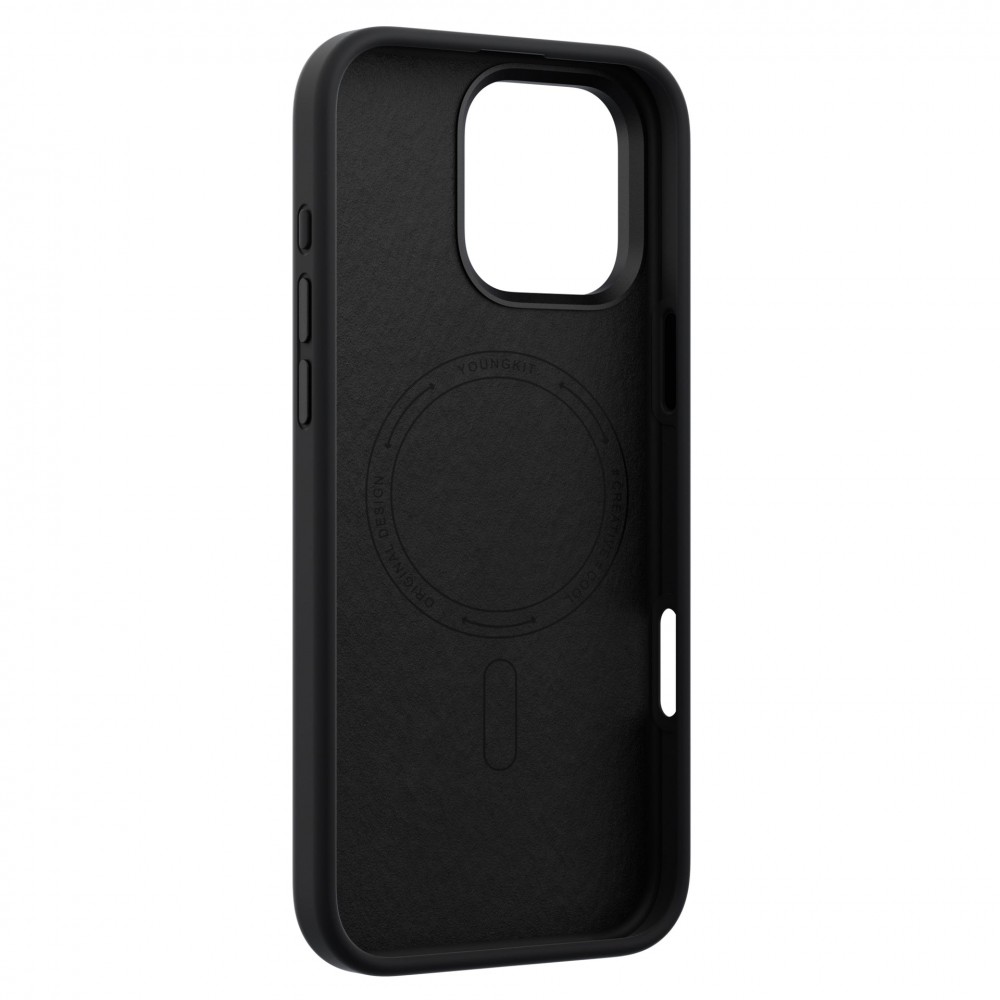 iPhone 16 Pro Max Case Hülle - Youngkit Cream Silicone Stand Case - Schwarz