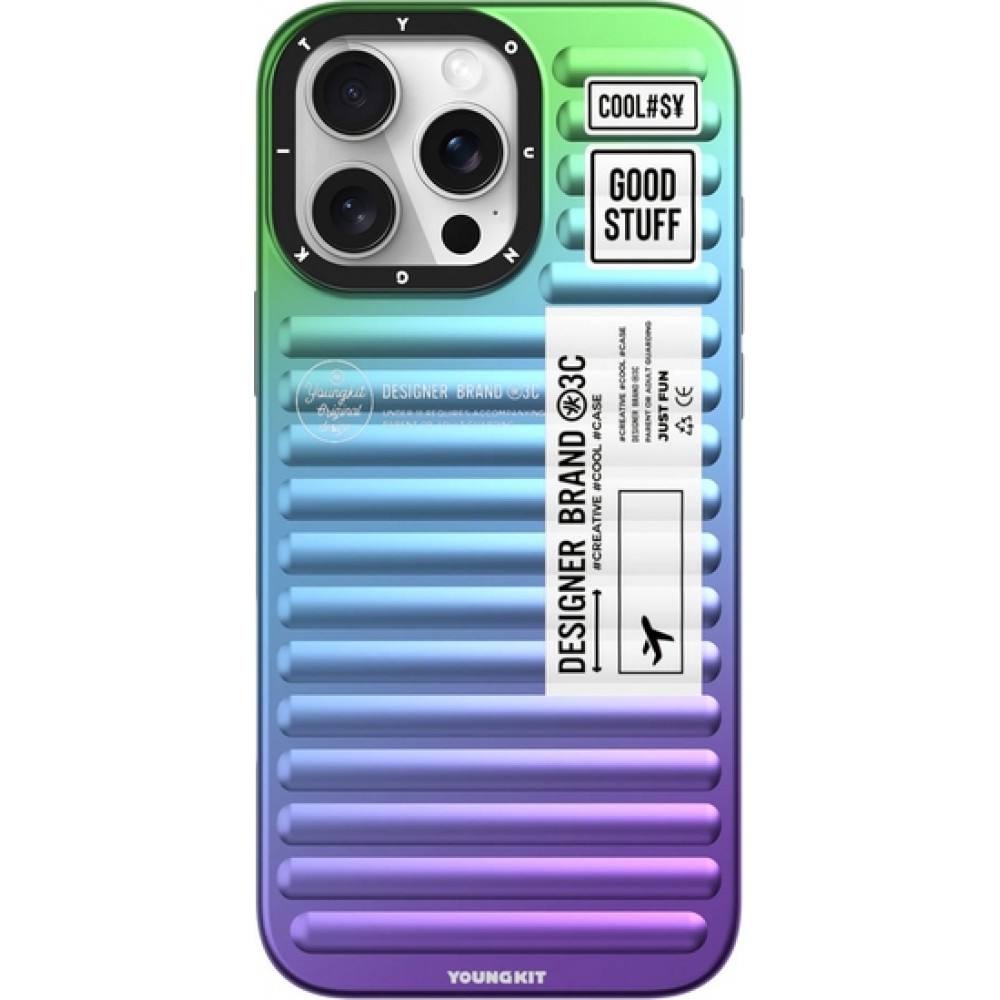 iPhone 16 Pro Max Case Hülle - Youngkit Glow Luggage-Inspired - Blau/violett