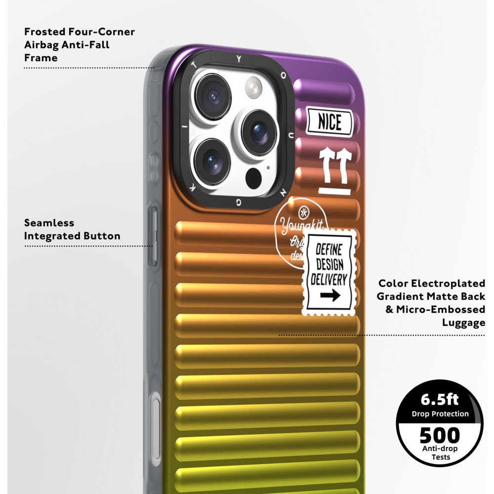 iPhone 16 Pro Max Case Hülle - Youngkit Glow Luggage-Inspired - Grün