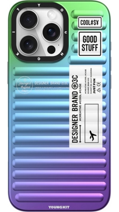 Coque iPhone 16 Pro - Youngkit Glow Luggage-Inspired - Bleu/violet